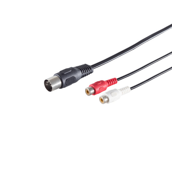 Cable DIN - Alargador - Conector DIN 5 pines macho a 2 conectores RCA hembra  0,2m