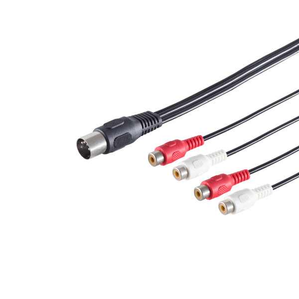 Cable DIN - Alargador - Conector DIN 5 pines macho a 4 conectores RCA hembra  0,2m