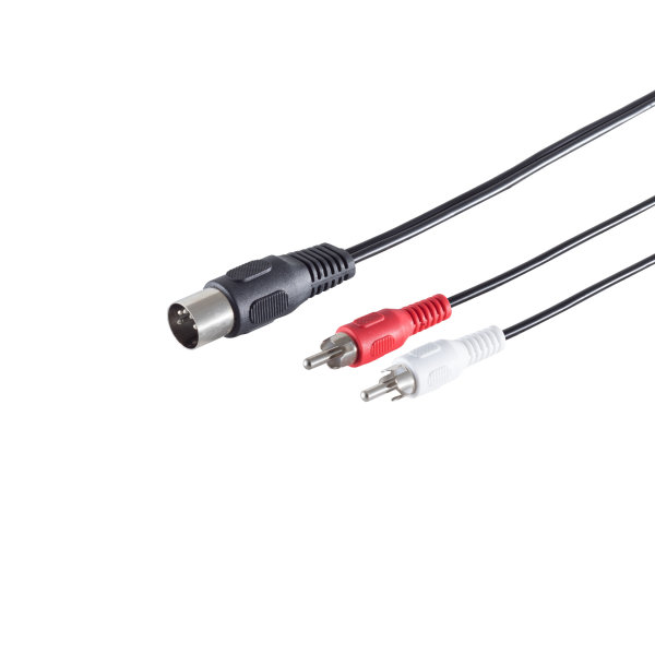 Cable DIN - Conector DIN 5 pines macho a 2 conectores RCA macho  asignaci&oacute;n 1/4, grabaci&oacute;n  1,5m