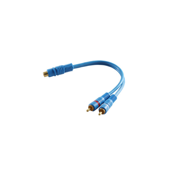 Cable RCA - Alargador - Conector RCA hembra a  2 RCA - doble blindaje - azul  0,2m