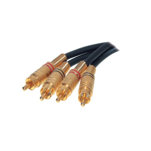 Cable RCA - 2 conectores RCA met&aacute;licos macho a 2 RCA met&aacute;licos macho - chapado en oro -  0,5m