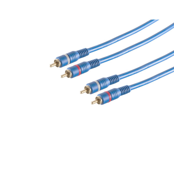 Cable RCA TWIN - 2 conectores RCA macho a 2 RCA macho atornillable azul  5m 
